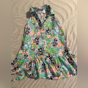 Rare Disney Lily Pulitzer Blue Floral Dress with Mickey and Minnie
